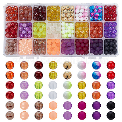 720 шт. 24 вида круглых прозрачных матовых и двухцветных стеклянных бусин GLAA-PH0001-67-1