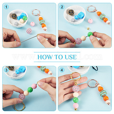 15 шт. 5-х цветные железные стержни для брелоков с бусинами AJEW-TA0002-14-1