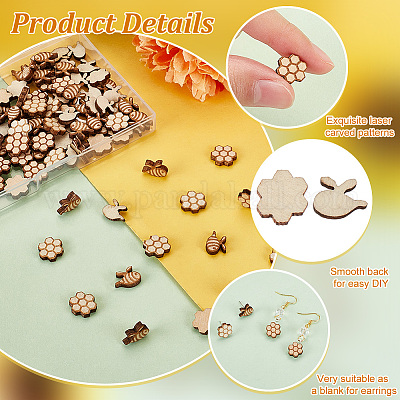 120 шт. 2 вида деревянных бусин с лазерной гравировкой WOOD-OC0003-50-1