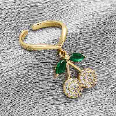 Открытые манжеты из латуни с микропаве и цирконием для женщин RJEW-U057-15G-1