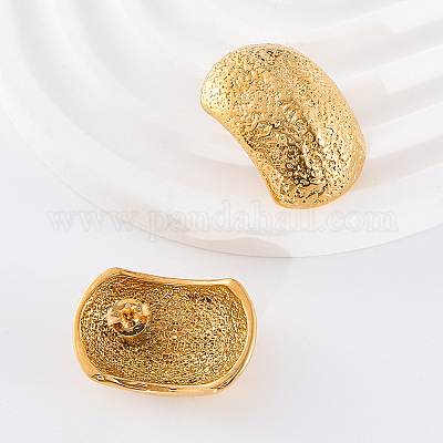 3 пара серег-гвоздиков с текстурой из нержавеющей стали с закругленными углами RM5600-1