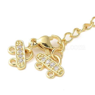 Латунный микропаве прозрачный кубический цирконий с цепочками&nbsp;LS-KK-P290-24G-1