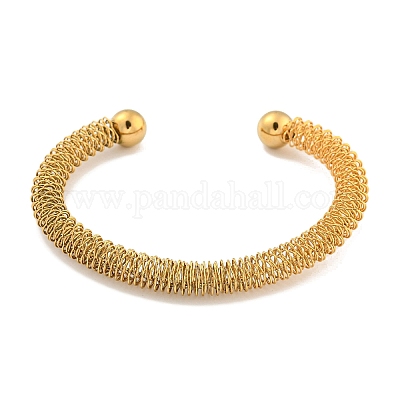 Ионное покрытие (IP) полые браслеты-манжеты из нержавеющей стали 304 для женщин и мужчин BJEW-P331-13G-1