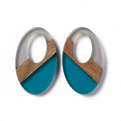 Подвески из прозрачной смолы и ореха RESI-M027-02G-1