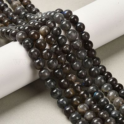 Натуральные черные лабрадоритные бусинки G-C205-A01-6mm-1