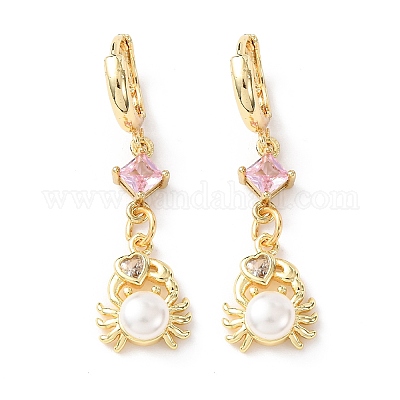 Латунные микро проложить серьги обруча кубического циркония EJEW-A149-04A-G-1