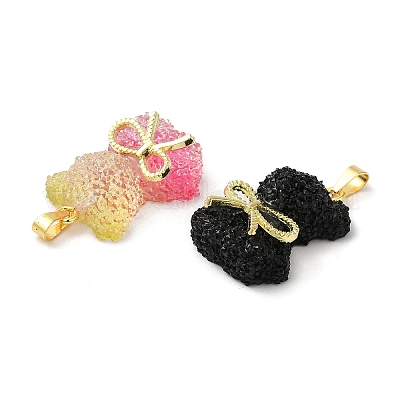 Подвески в виде мишек из смолы друзы KK-K274-03G-1