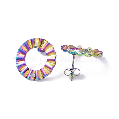 Ионное покрытие (ip) 304 нержавеющая сталь серьги-гвоздики фурнитура EJEW-I285-21MC-1