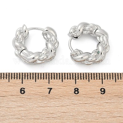 Серьги-кольца из латуни с кубическим цирконием EJEW-Q016-18P-1