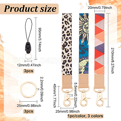 3 комплект 3-х цветных ремешков для мобильных телефонов из искусственной кожи AJEW-HY0001-63-1