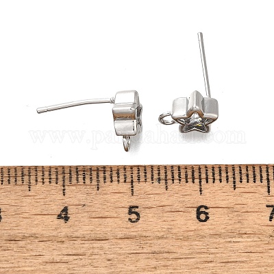 Фурнитура для сережек-гвоздиков из латуни с кубическим цирконием KK-Q048-16P-1