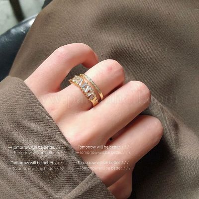 Регулируемые латунные манжеты с микропаве из прозрачного кубического циркония для женщин FS-WG2E2D8-01-1