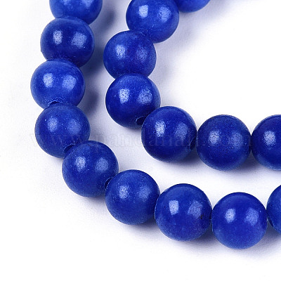 Нити круглых бусин из натурального окрашенного нефрита машан G-T139-6mm-67E-1