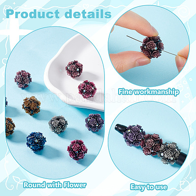 12 шт. 6-х цветные бусины из полимерной глины ручной работы со стразами CLAY-PH0002-08-1