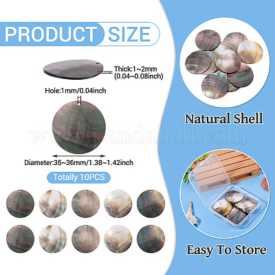 10 шт. плоские круглые подвески-ракушки из натурального черного цвета SSHEL-TA0001-20-1