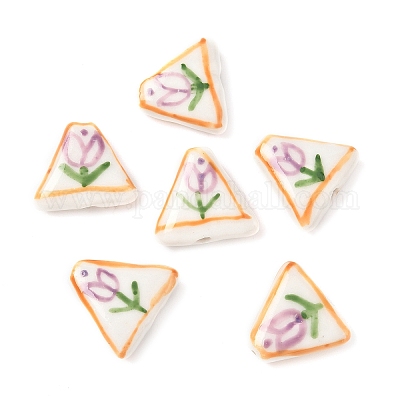 Цветочная тема фарфоровые бусины ручной работы LAMP-D303-06B-03-1