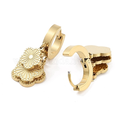 Настоящие серьги-подвески из нержавеющей стали 304 с покрытием из 18-каратного золота EJEW-L283-054G-04-1