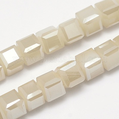 Граненый куб полная радуга гальваническим имитация нефрита гальванических стеклянные бусины пряди EGLA-E041-2mm-FR02-1