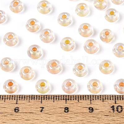 Внутри цветные прозрачные стеклянные бусины&nbsp;SEED-T009-01G-1