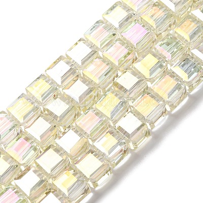 Стеклянные бусины с гальваническим покрытием  EGLA-H108-01A-AB07-1