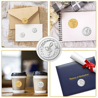 Круглые наклейки с тиснением из серебряной фольги DIY-WH0503-009-1