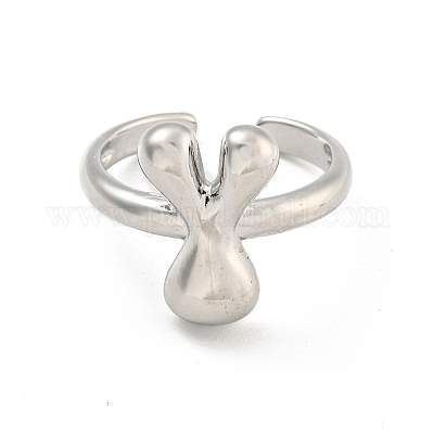 Латунные открытые манжеты с буквами для женщин RJEW-G313-01Y-P-1