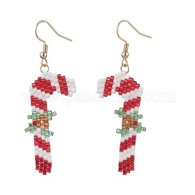 Серьги-подвески из нержавеющей стали 304 со стеклянной рождественской тематикой EJEW-MZ00527-04-1