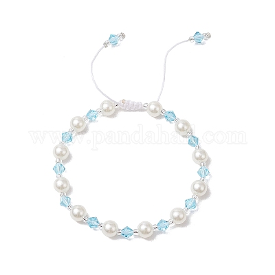 2шт 2 цвета АБС пластик имитация жемчуга круглые бусины браслеты для женщин BJEW-JB11632-1