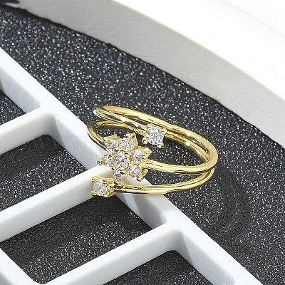 Кольца-манжеты для женщин с покрытием из латуни с микропаве из прозрачного кубического циркония RJEW-M028-83G-1