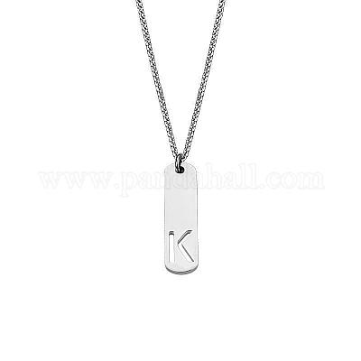 Прямоугольные ожерелья из нержавеющей стали 304 с вырезанными лазером инициалами FS-WG71FEF-15-1