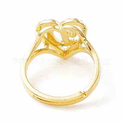 Настоящие 18-каратные позолоченные латунные регулируемые кольца с алфавитом RJEW-M139-18D-1