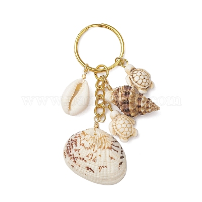 Натуральная ракушка в морском стиле с брелками из синтетической бирюзы KEYC-JKC01231-03-1