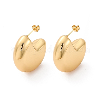 Плоские круглые серьги-гвоздики из нержавеющей стали 304 EJEW-A125-16G-1