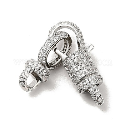 Замки из латуни с микропейвом и прозрачным фианитом KK-J301-01P-1