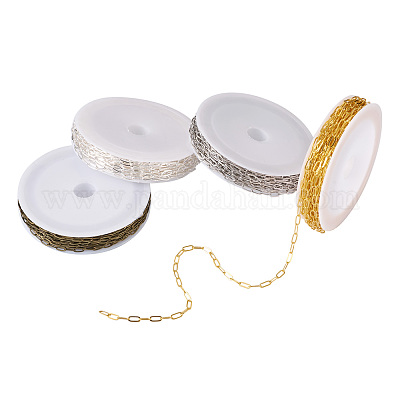 20м 4-х цветные латунные цепочки из скрепок CHC-CD0001-01-1