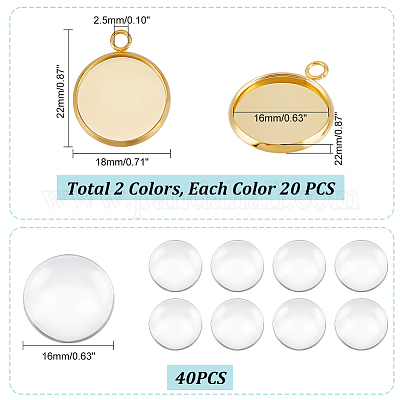 40 шт. подвеска-кабошон из нержавеющей стали 304 двух цветов STAS-UN0053-66-1