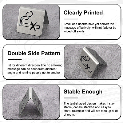 201 нержавеющая сталь гостиничный ресторан стол знак для некурящих палатка AJEW-WH0258-965-1