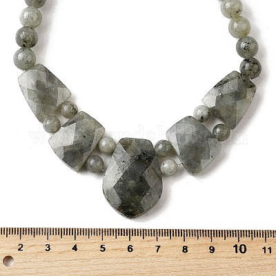 Натуральный лабрадорит ограненный нагрудник градуированные бусины ожерелья для женщин NJEW-B128-01P-1