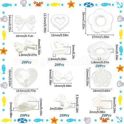 120 шт. 6 стиля АБС пластик имитация жемчуга большие бусины KY-SC0002-30-1