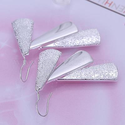 Серьги-подвески из текстурированной латуни с серебряным покрытием EJEW-BB11934-1