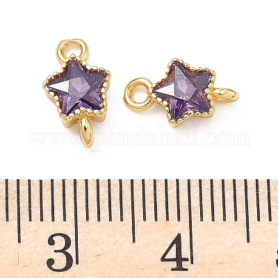 Латунные подвески-звездочки с инкрустацией из кубического циркония&nbsp;KK-P348-08G-1