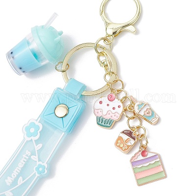 Подвески из сплава эмали и смолы цвета молочного чая с акриловыми чашками-подвесками-брелками KEYC-JKC01233-02-1