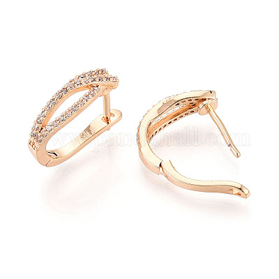 Серьги-кольца из латуни с микропаве из кубических цирконий EJEW-T048-34G-1