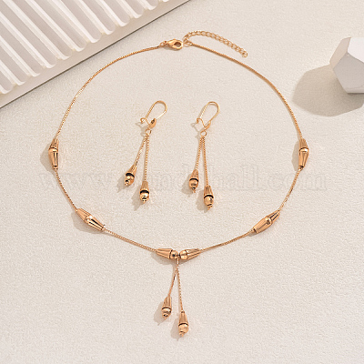 Винтажные каплевидные латунные серьги и ожерелья для женщин VA8501-1