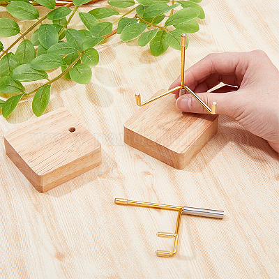 Квадратные деревянные мольберты из хрусталя с железным держателем ODIS-WH0038-28B-G-1