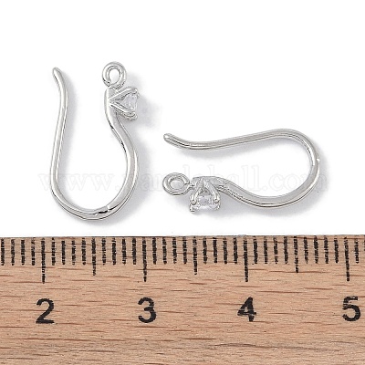 Латунь микро проложить кубического циркония серьги крючки KK-U008-09P-1