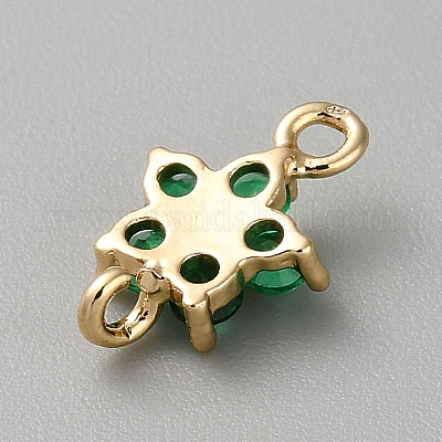 Подвески из светлой позолоченной латуни с паве и стеклянным разъемом KK-CJC0001-38KCG-01-1