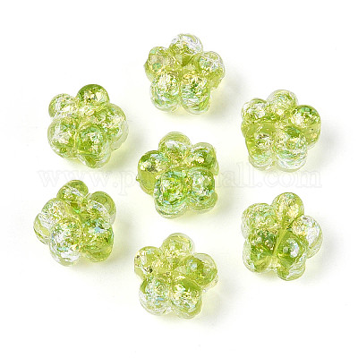 Нити из фольгированных бусин лэмпворк ручной работы FOIL-T008-06G-1