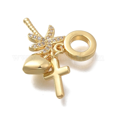 Латунь микропаве прозрачный кубический цирконий европейские подвески с подвесками KK-D431-033F-G-1