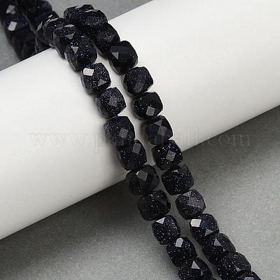 Синтетический синий авантюрин бисер нитей G-H078-C47-6mm-1